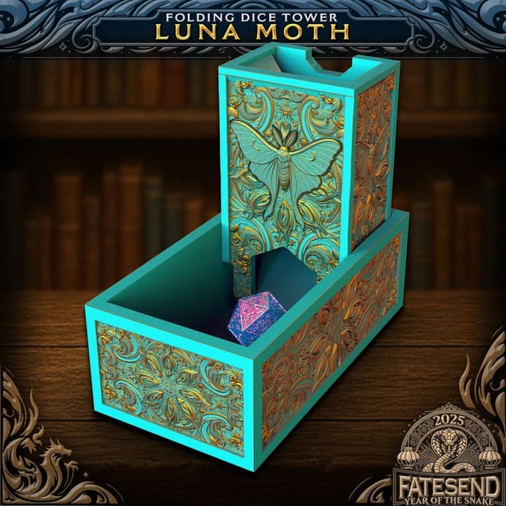 Luna Moth Folding Dice Tower (Dice Tower and Dice Vault in one!)