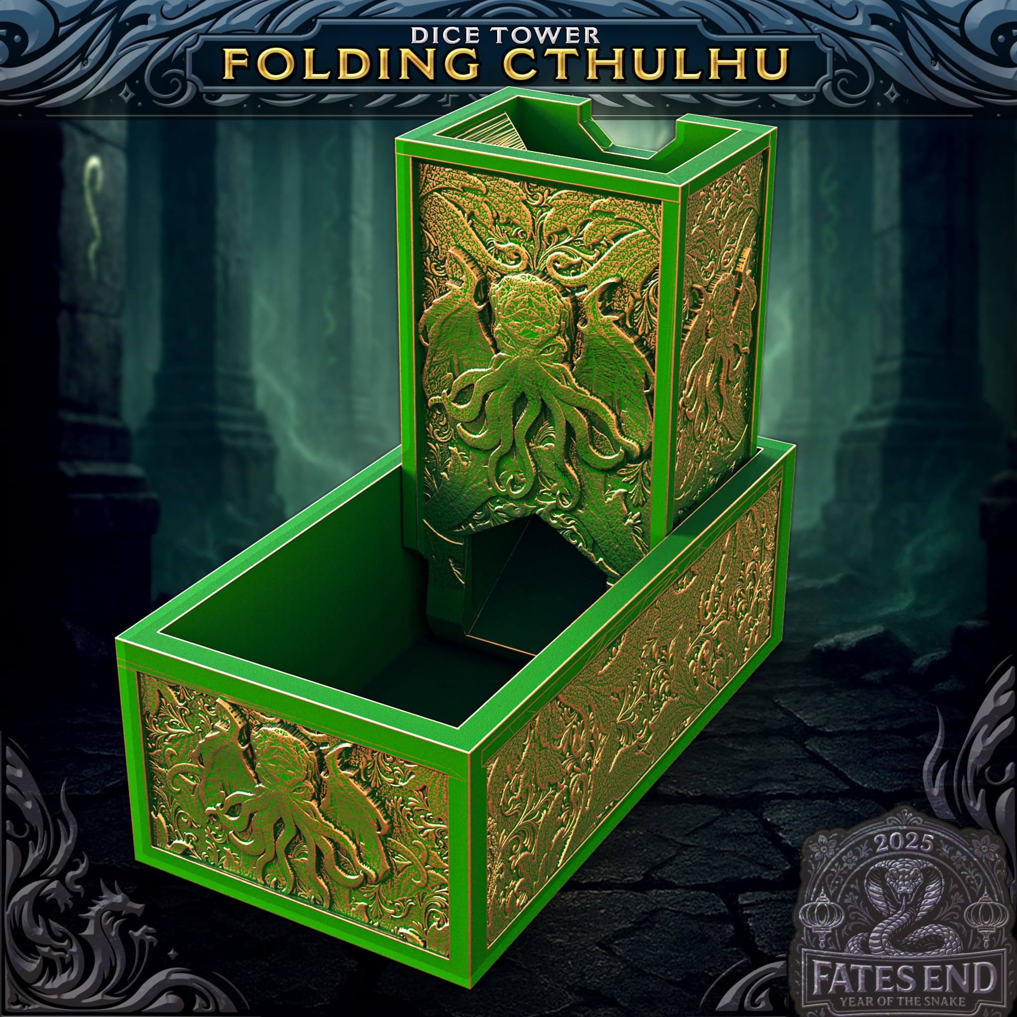 Cthulhu Folding Dice Tower — 3D render